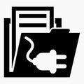 Folder and electric plug icon. Electricity bills.